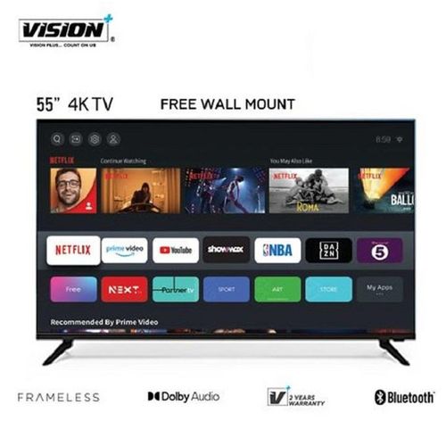 Vision Plus 55 Inch 4K Frameless Smart Android Bluetooth TV