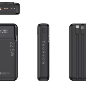 Leaderhub PF200 20000mAh Power Bank with 3 Built-in Cables – Type-C, Lightning & Micro USB